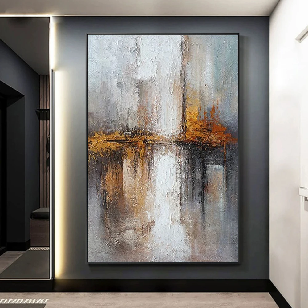 Large Size Canvas Wall Art Hand Painted Contemporary Abstract Textured Landscape Painting for Living Room Office Wall Decoration