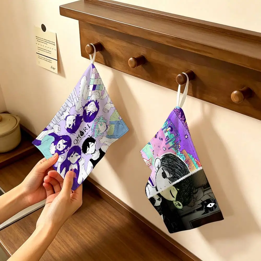 Game Omori Sunny and Mewo Reusable Hanging Kitchen Towel, Polyester Cotton Soft Fabric for Office Home Daily Life