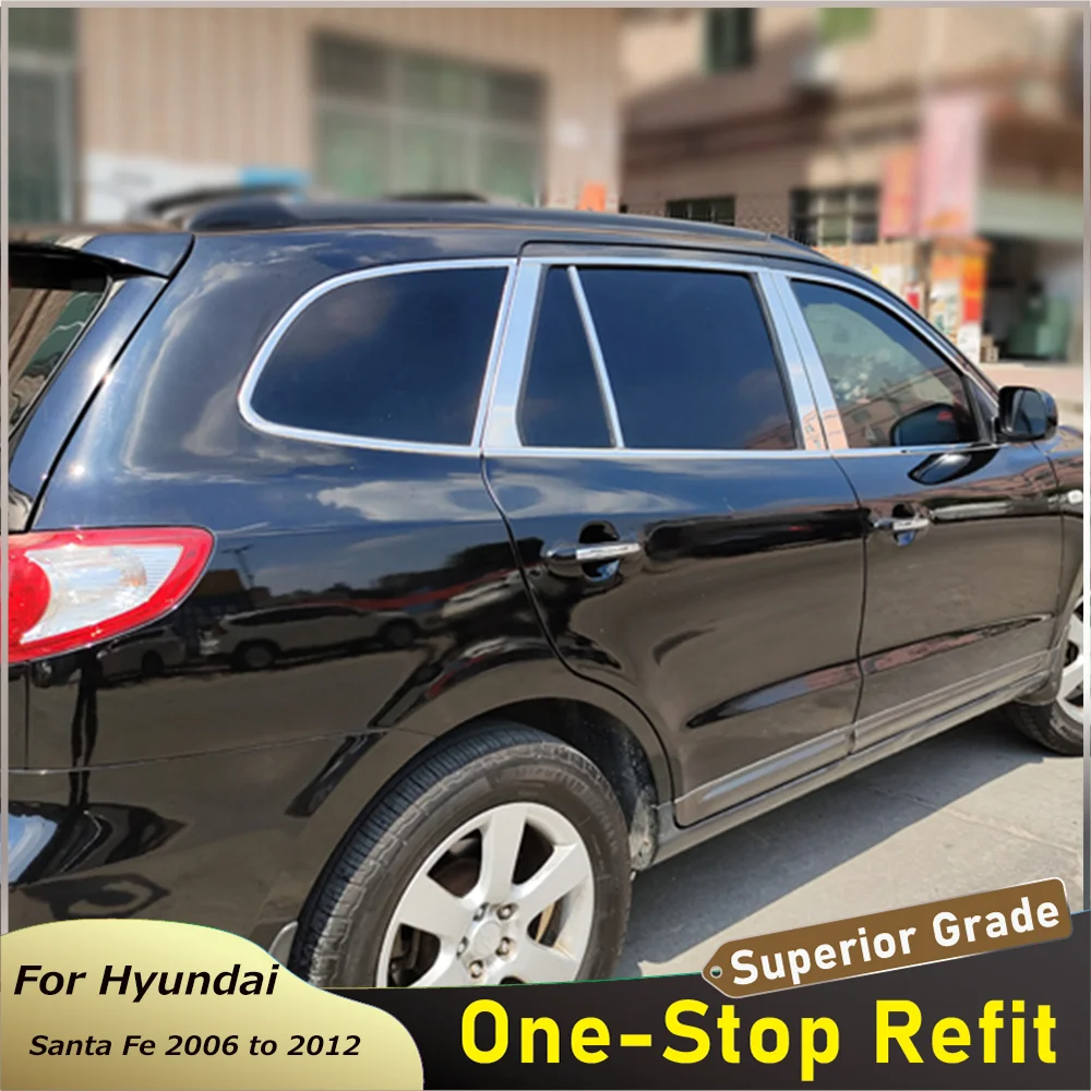 

10 шт./комплект, полосы из нержавеющей стали для окон автомобиля Hyundai Santa Fe 2006-2012