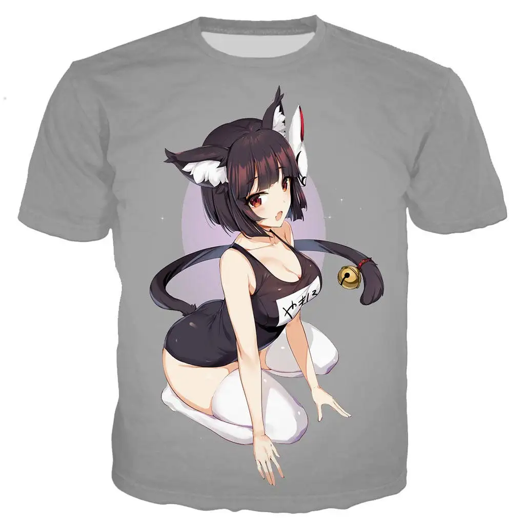 Summer Casual Anime Games Sexy Girl 3D Printed T-shirt Street Clothing Men Women Fashion Oversized Crew Neck T-shirt Children's