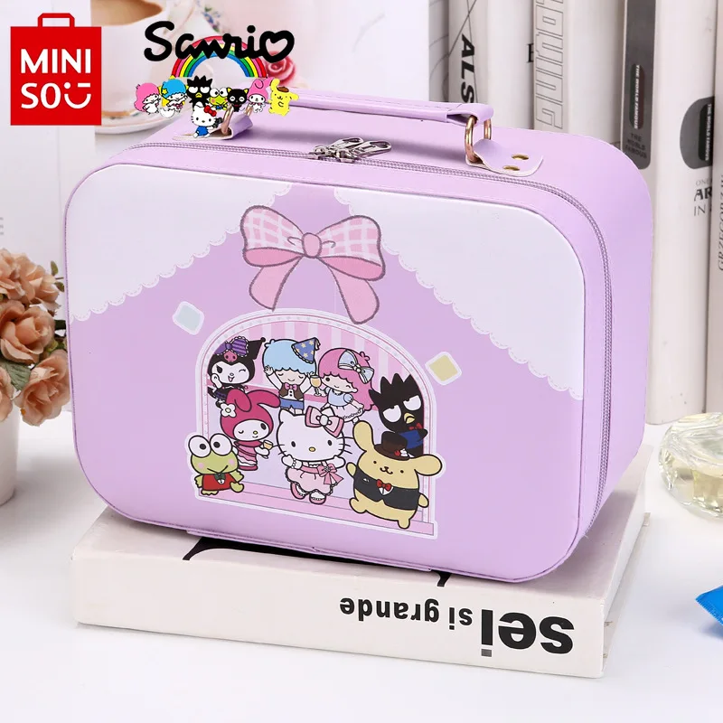 Miniso Sanrio 2024 New Women's Makeup Bag Fashionable High Quality Waterproof Women's Wash Bag Cartoon Cute Girl Storage Handbag