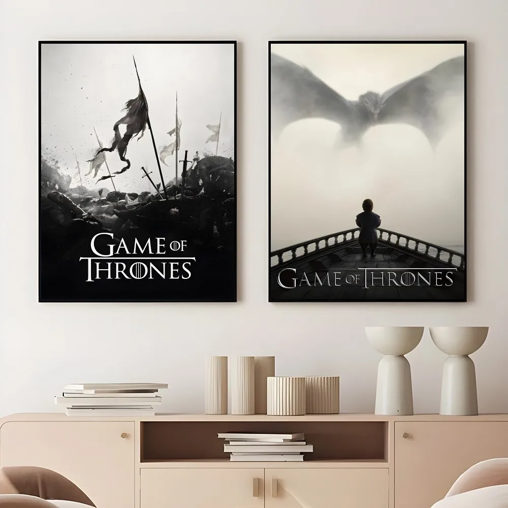 W-Western D-Dragon Game Of T-ThroneS Poster Sticky Wall Art Printing Waterproof Home Living Bed Room Bar Aesthetic Decor