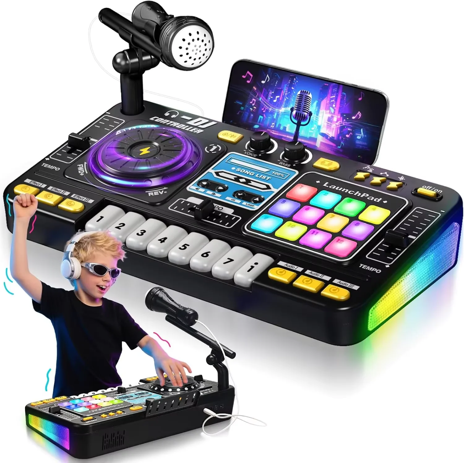 kids-simulation-dj-mixer-controller-toys-multifunctional-music-effects-electronic-learning-game-birthday-gift-for-child-boy-girl
