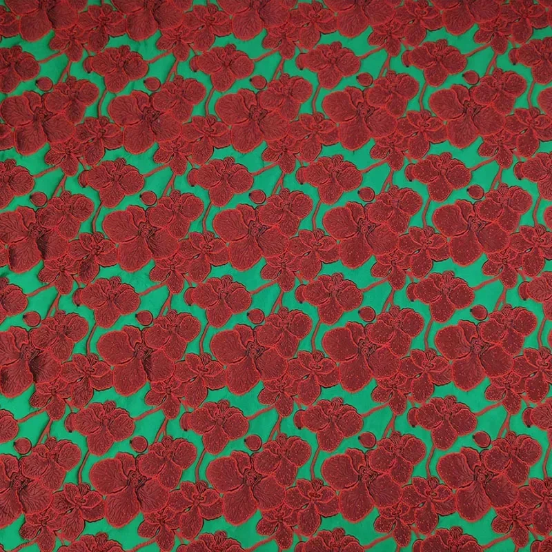 Large Red Flower Relief Woven Jacquard Fabric Retro Women's Dress Cheongsam Bag Decorative Sewing Fabric view 5