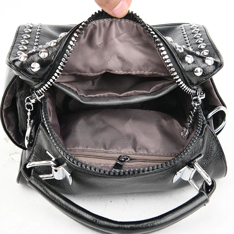 Bolso pequeño con remaches a la moda, bolsos de hombro con correa ancha para el hombro para mujer, bolso cruzado de cuero de marca, bonitos bolsos y