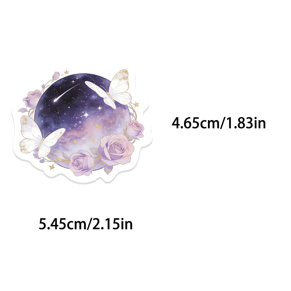 50PCS Dreamy Colorful Galaxy Starry Sky PET Sticker Artistic Beautiful High-Quality Decor Scrapbook Phone Case Cup Guitar Decal