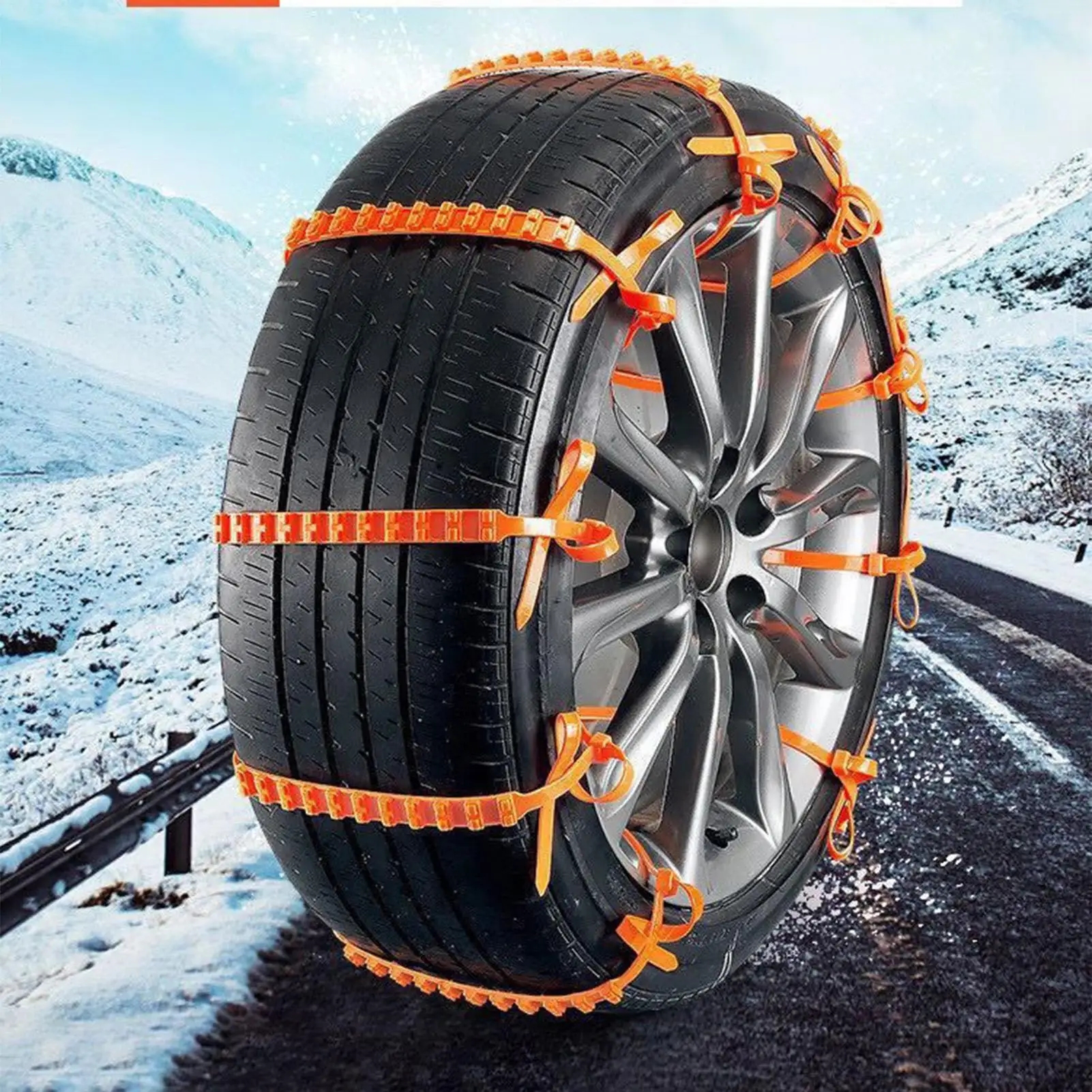 Snow Chains For Car Tires 10 Pieces Non-Slip Snow Tire Zip Ties Anti-Slip Wheel Zip Ties For Sedan SUV Truck Outdoor Winter