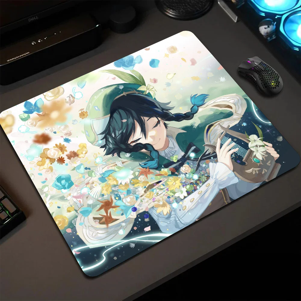 Venti Genshin Mousepad, Pequeno mouse LockEdge para gamers, Almofada para computador, Borracha antiderrapante retangular