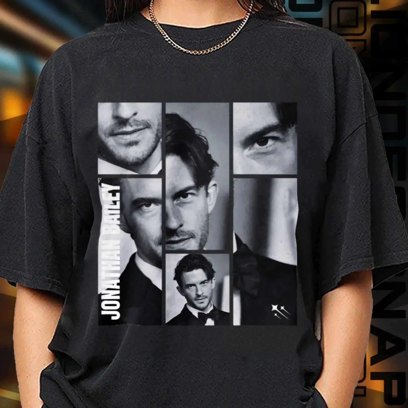 Jonathan Bailey Vintage Collage T shirt Celebrity Fan Merch Casual Birthday Valentine for  vintage Washed graphic Unisex