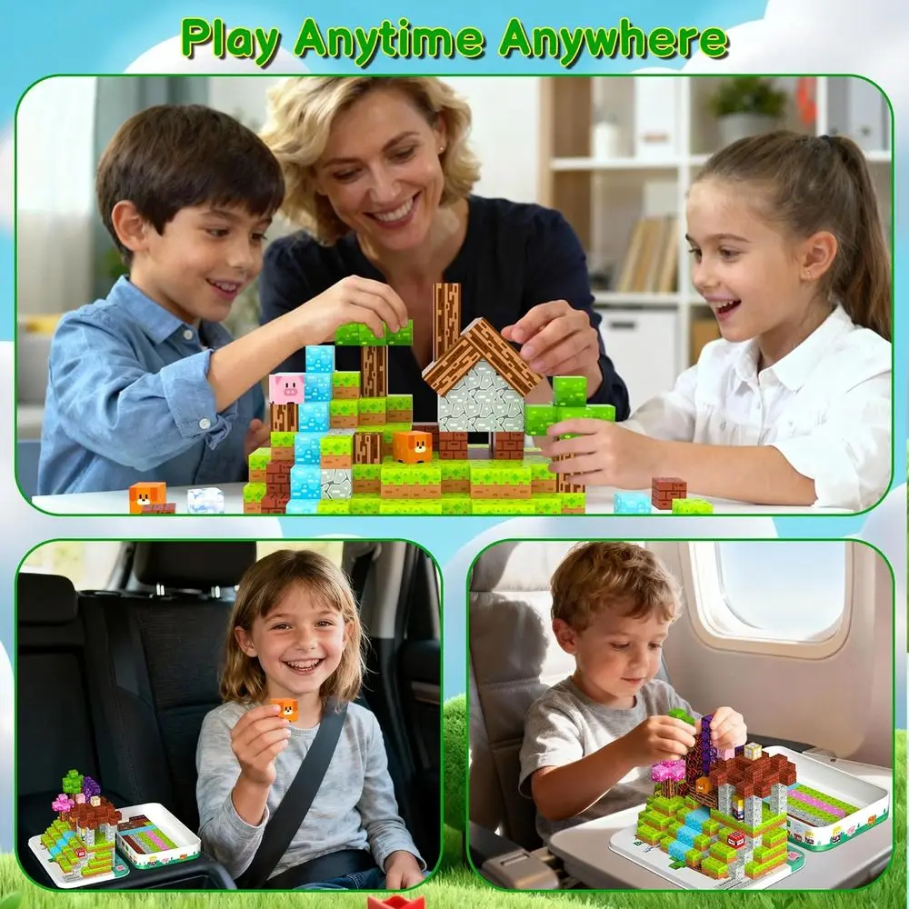 STEM Magnetic Building Blocks - 200-Piece Cube Set for Kids 3-12, Ideal Gift for Boys and Girls