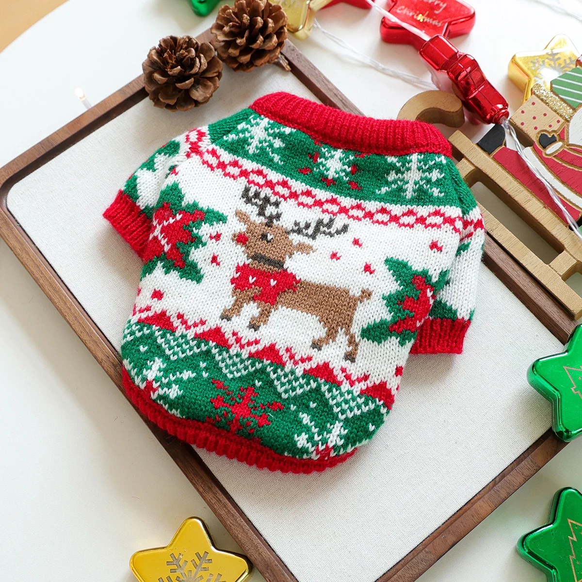 Pet Cute Christmas Rudolph Elk Sweater Dog Autumn and Winter Warm Thread Clothes Happy Cat Wear Clothes dog sweater honden trui