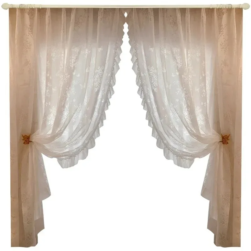 

French Butterfly Luxury Yarn White Lace Elegant Curtain for Living Dining Room Bedroom Luxury Decoration White Tulle Custom Size