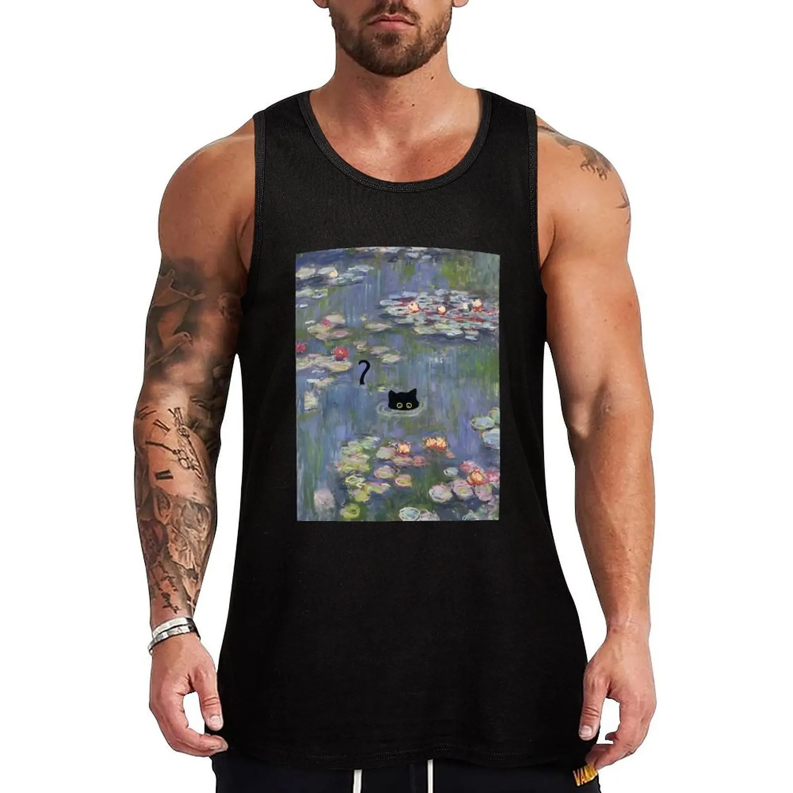 

Cat Monet Waterlily Tank Top Vacation Casual Tank Top Beach Sleeveless Loose Fit