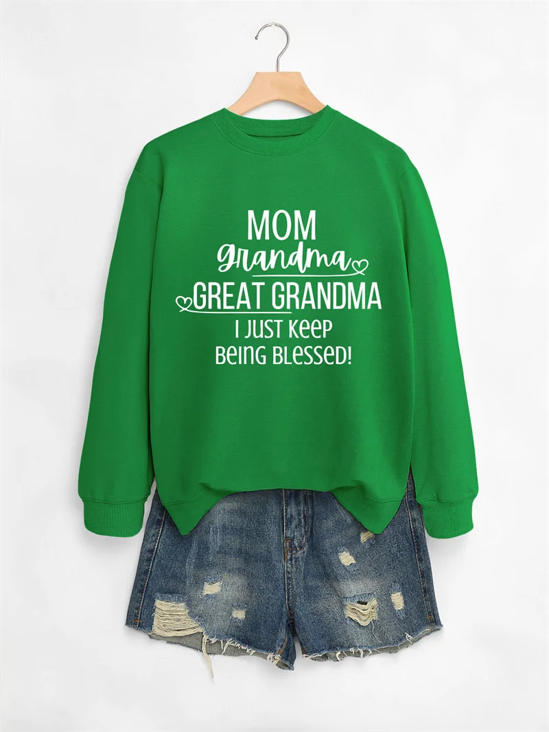 New cotton women's mom grandma great grandma letter printed fashion retro round neck autumn and winter hoodie