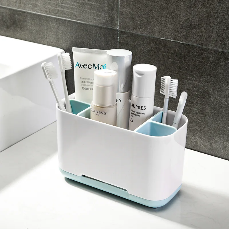 

Bathroom Toothbrush Holder Dressing Table Cosmetics Storage Rack Plastic Electric Toothbrush Toothpaste Razor Holder Organizer