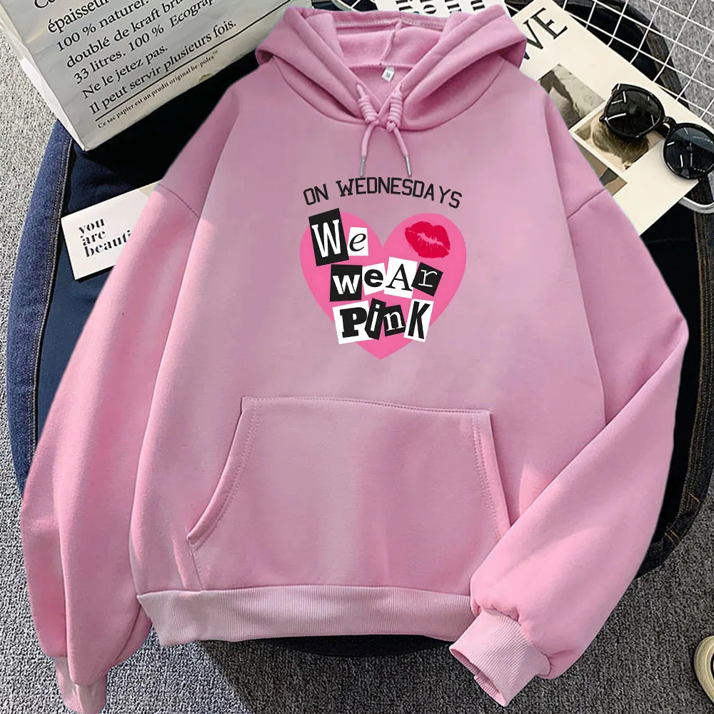 MeanGirls on Wednesday We Wear Pink Hoodies New Movie Graphic Printing Sweatshirt for Women/Men Harajuku Sudaderas Long Sleeve