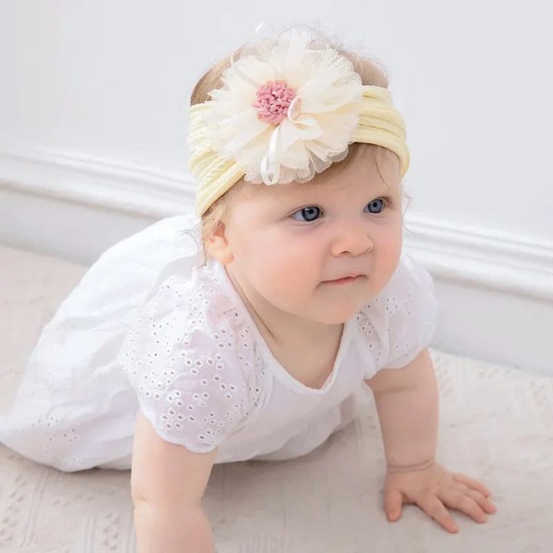 Chiffon Flower Baby Girls Headband Princess Children's Elastic Bands for Girl Hair Baby Accessories Newborn Photography Prop