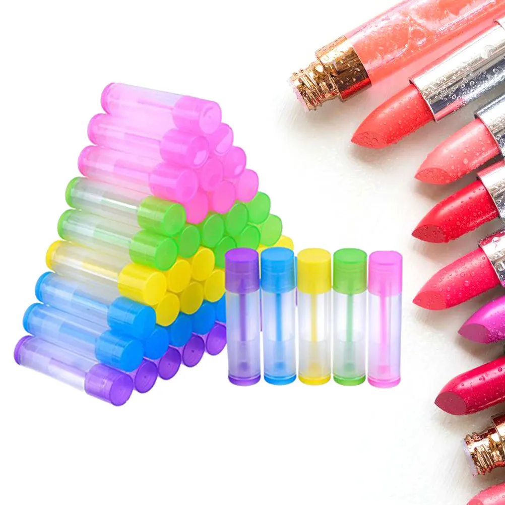 100Pcs Clear Lipstick Tube Empty Container Set for DIY Lip Balm Lotion Stick Healing Salve Refillable Tool