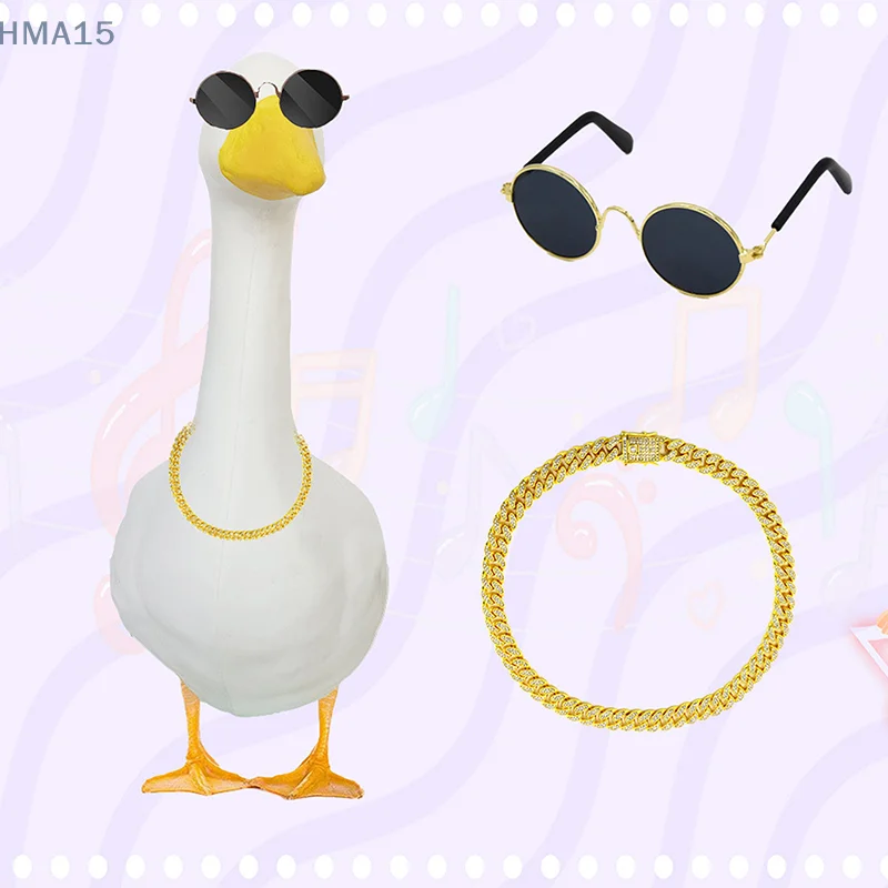 

Goose Outfit Set Hip-Hop Glasses Gold Chain Outside Landscape Creative Yard Statue Costume Goose Clothing For Balcony Courtyard