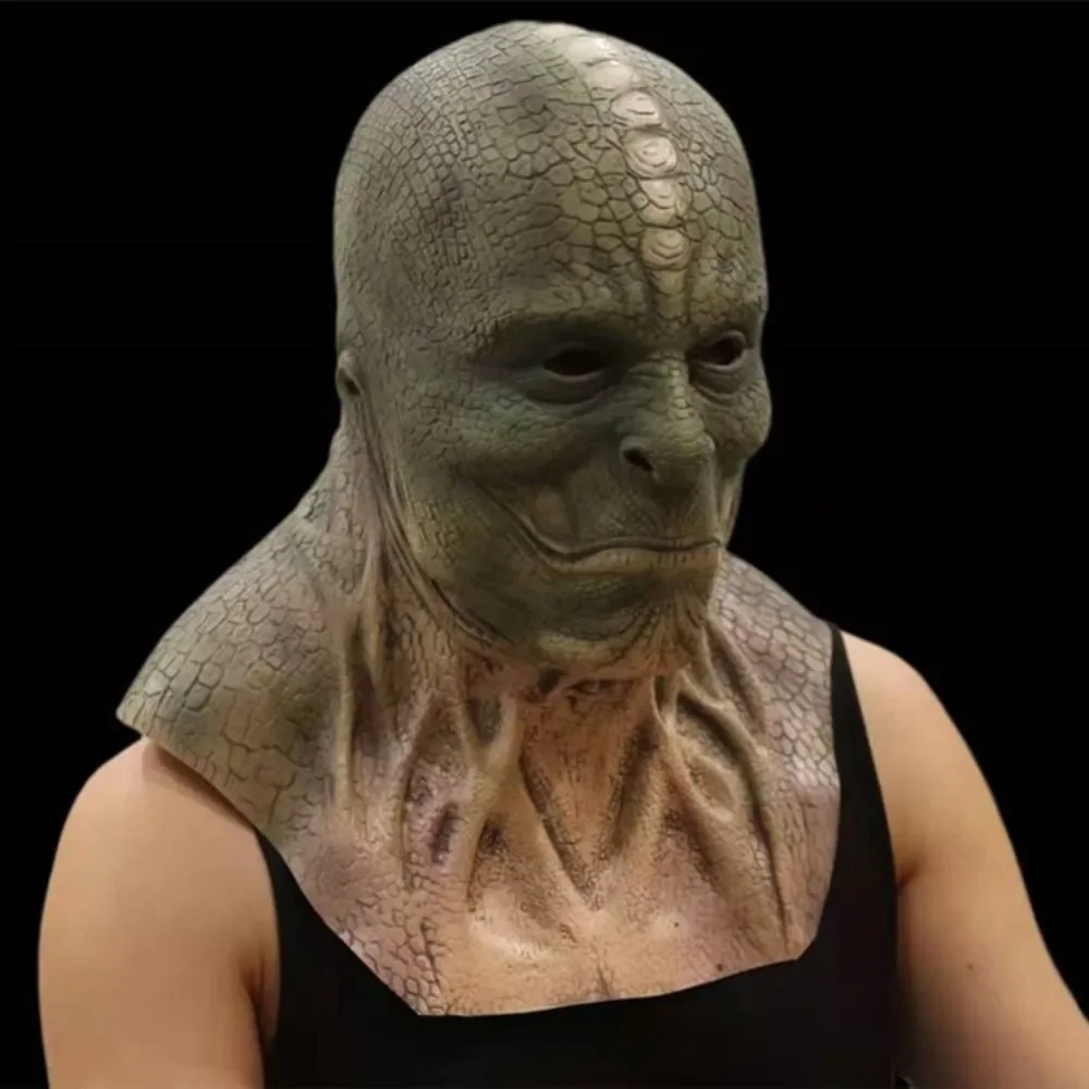 Halloween Horror Demon Grimace Mask Snake Demon Lizard Realistic Hood Funny Evil Scary Show Props