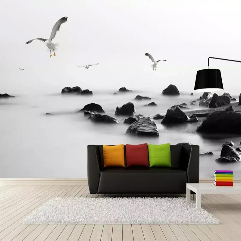 Özel 3D fotoğraf duvar kağıdı Siyah Ve Beyaz Taş Modern Moda Sanat Oturma Odası Kanepe TV Arka Plan Duvar Kapalı Dekorasyon Duvar