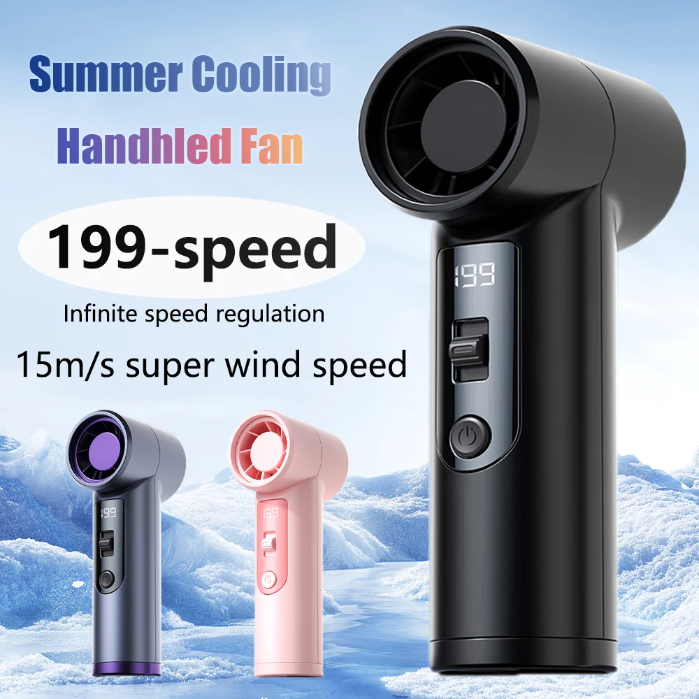 

New Mini Handheld Fan 199 Speed Portable Desktop Fans 15m/s Turbo Cooling Fan Instant Cooling Rechargeable Stylish Fan for Women