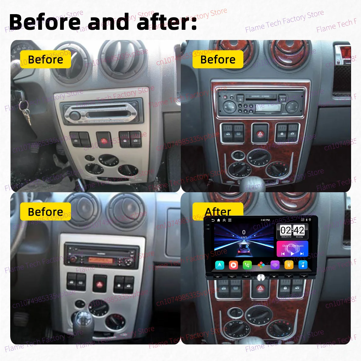For Renault Logan 2004-2009 Android 1Din Car Stereo 9