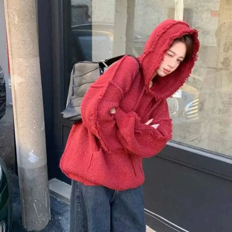 

Осенние и зимние толстые толстовки, холодные красные корейские женские толстовки с капюшоном, теплая женская верхняя одежда, необходимое пальто, дешевое новое пальто