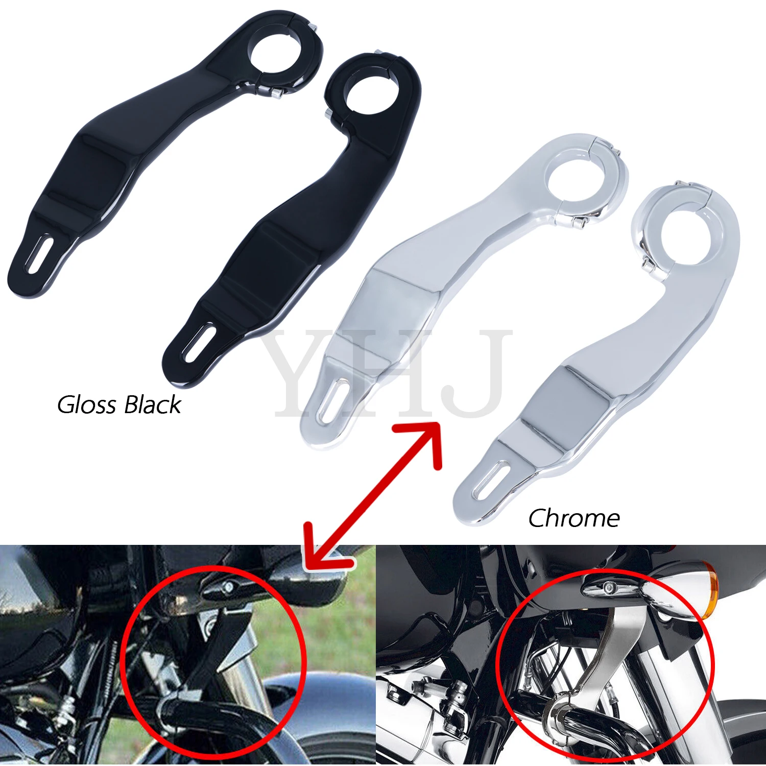 

Fairing Support Bracket Mount Kit For Harley Motorcycle Road Glide FLTRX Ultra FLTRU Special FLTRXS 2015-up Gloss Black/Chrome