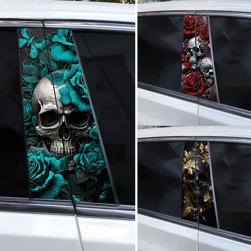 

Metal Skull Car Door Pillar Stickers Covered With Scratch Car Stickers Custom Diy Car B-Pillar Decal Vinyl Waterproof Stickers