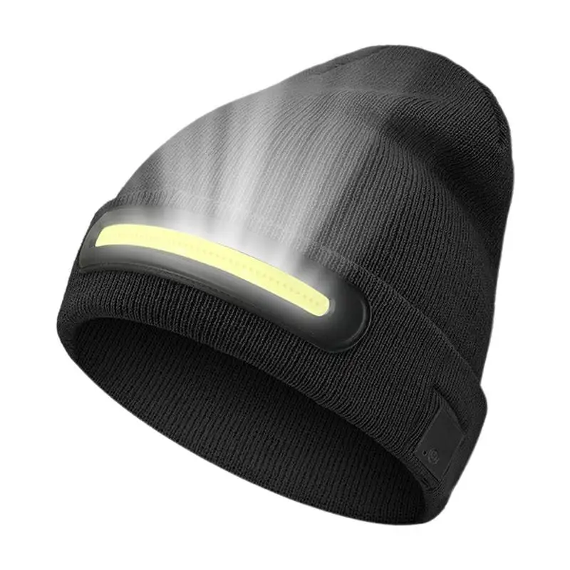 USB Luminous Knitted Wool Hat LED Beanie Torch Hat For Autumn and Winter Warmth, Outdoor Running Cycling LED Lighting Beanie