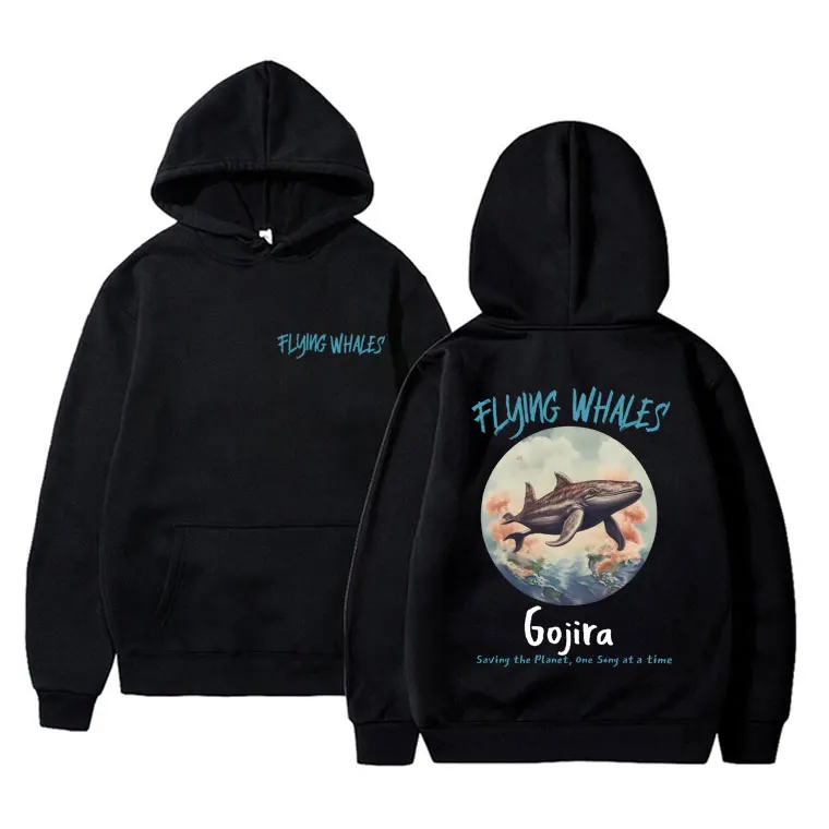 

French Metal Band Gojira Flying Whales Saving The Planet One Song At A Time Hoodie Male Fashion Casual Fleece Cotton Pullover