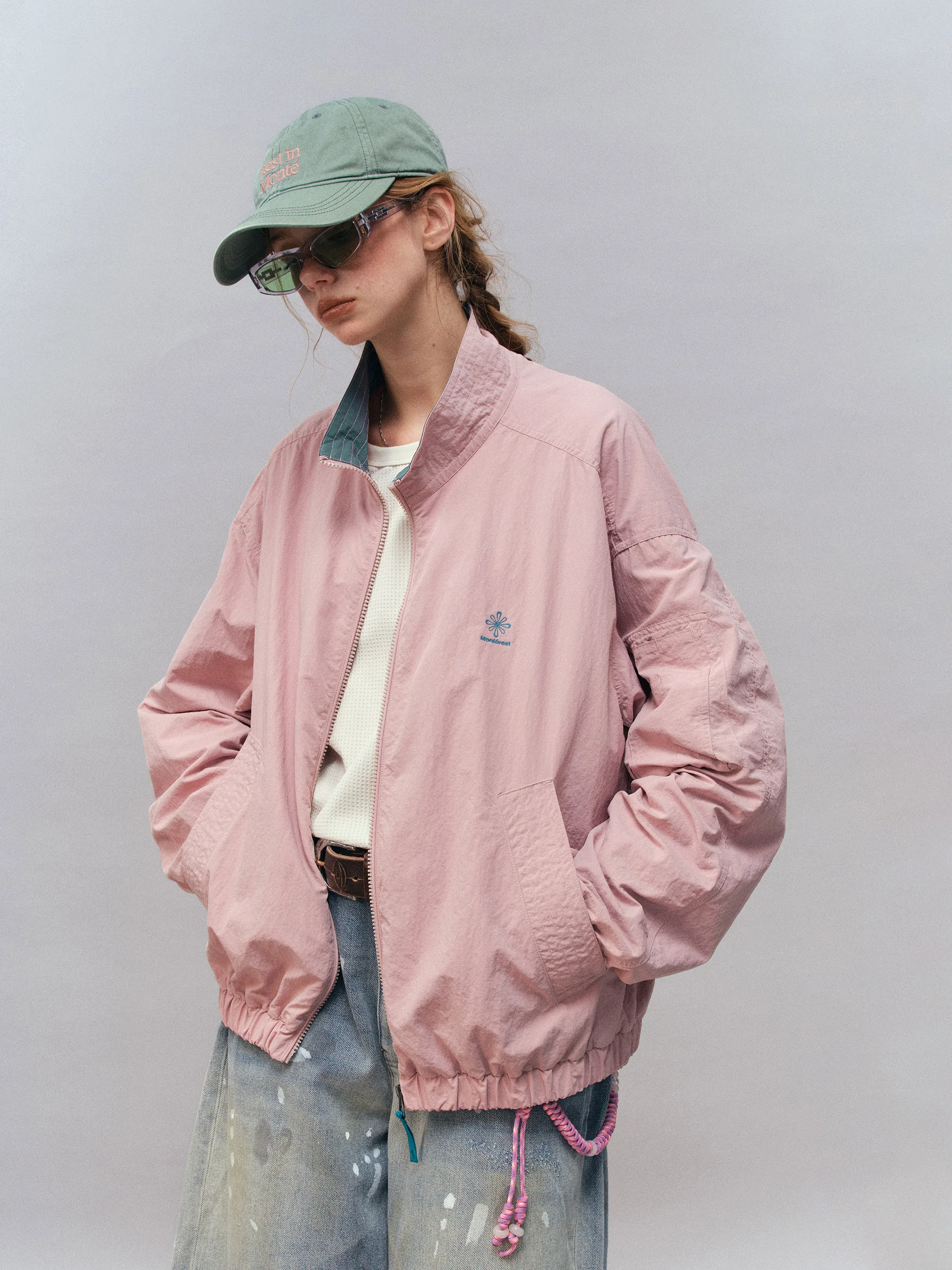 

Водостойкая куртка Monterest в стиле ретро в американском стиле с цветными блоками на молнии, свободная посадка с воротником-стойкой для спорта на открытом воздухе, повседневная одежда