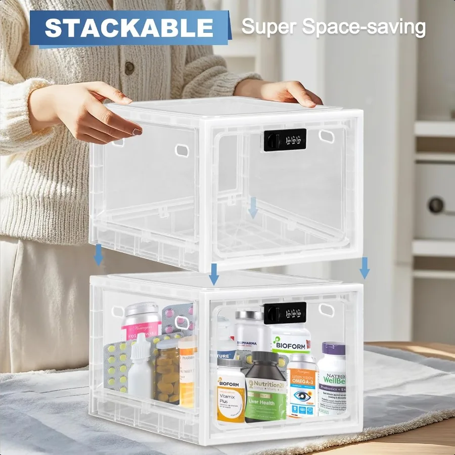 Scatola porta medicinali da 2 pezzi Scatola portaoggetti con serratura in materiale premium di grande capacità con codice combinato per media sicura