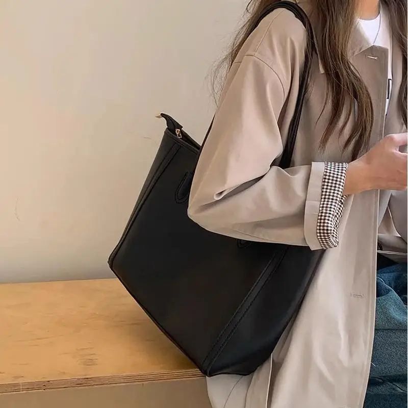 Damen Große Kapazität Pendler-Tragetasche PU-Leder Vielseitige Einfache Schultertasche – Detail 10