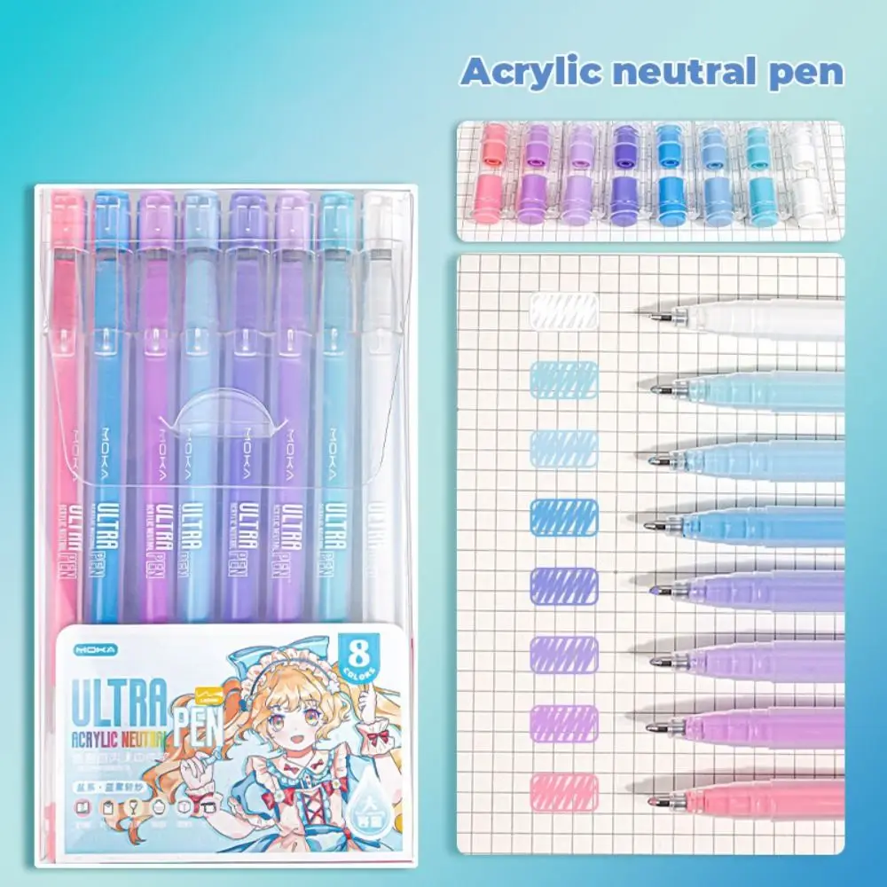 8Colors/Set DIY Scrapbooking Acrylic Neutral Pen Quick Drying Large-capacity Color Watercolor Pen Writing Tools Drawing Painting