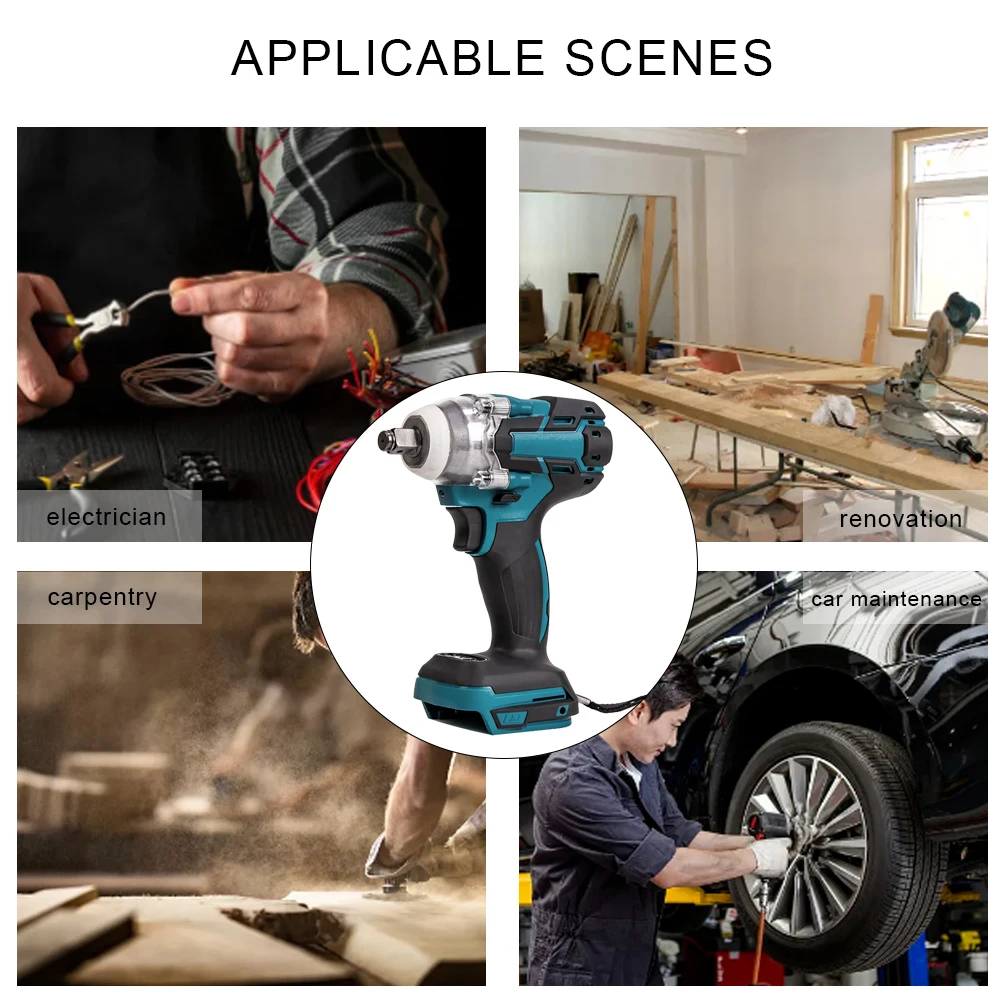 

Cordless Lithium Battery Drill Without Battery Cordless Wrench Rechargeable Electric Impact Spanner Max 520Nm for Makita Battery