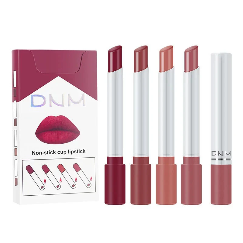 4Pcs Set Korean Matte Lipstick Lip Tint Lip Gloss Waterproof Long Lasting Makeup Cosmetic Set For Women