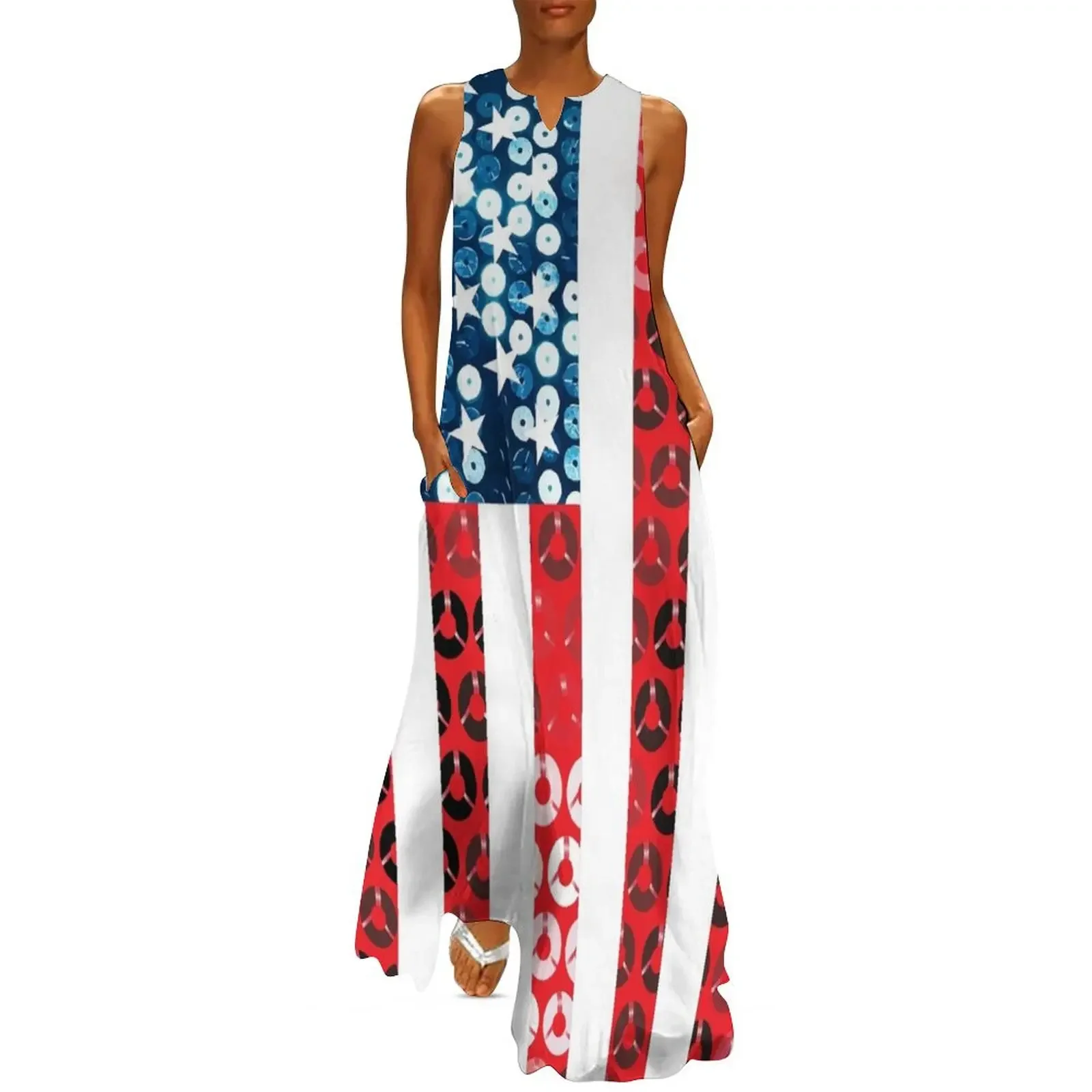 

vertical american flag Long Dress women long dresses dress summer 2025 women Dress