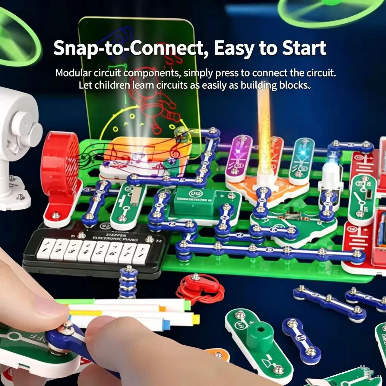 STEM Circuit Teaching Experiment Toys for Kids Electronic Bricks Physics Gift Educational Building Blocks