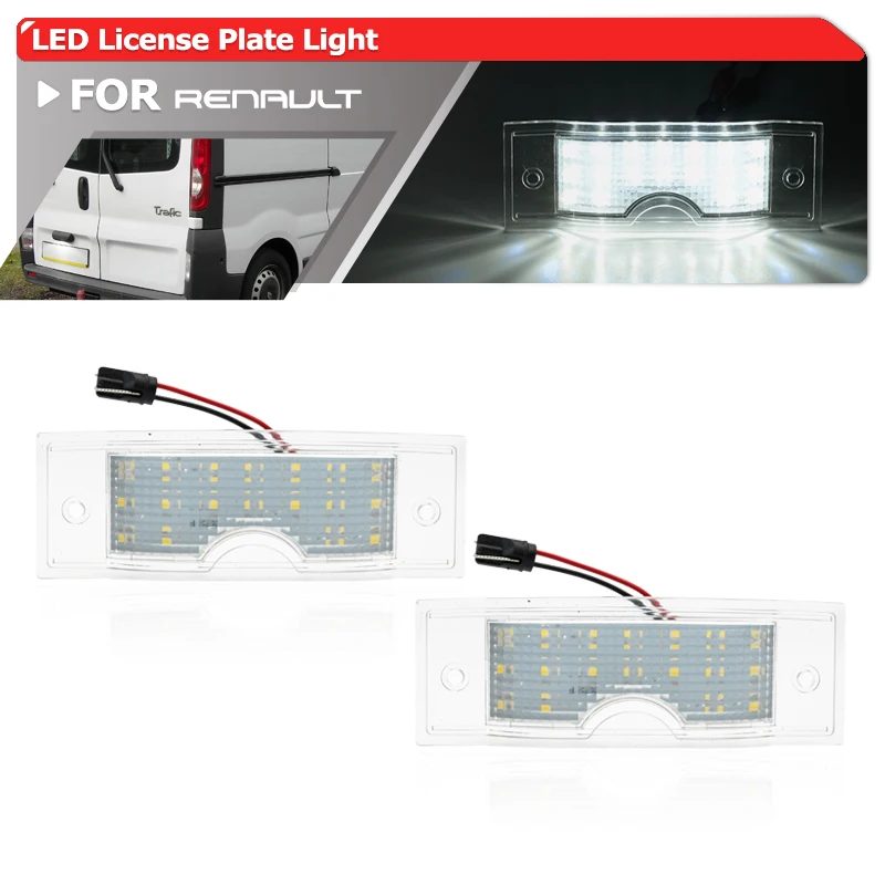 Luces Led para matrícula de coche, accesorios para Renault Trafic 2 II EL FL JL 2001-2014 Trafic 3 III 2014-2021, sin errores, 2 piezas