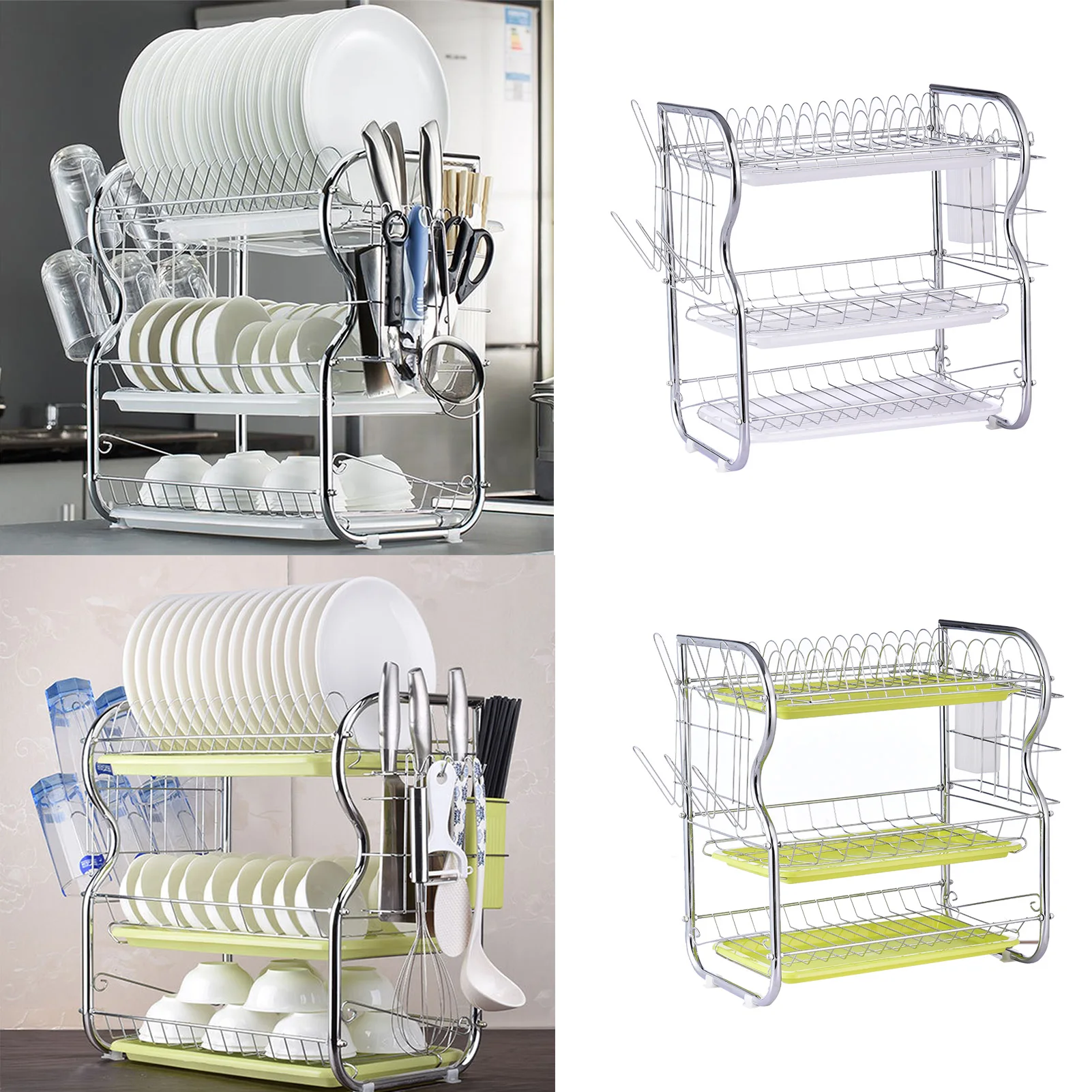 

3 Layer Tableware Drain Rack Space Saving Durable Storage Rack Bowl Dish Draining Shelf Dryer Tray Holder Kitchen Organizer