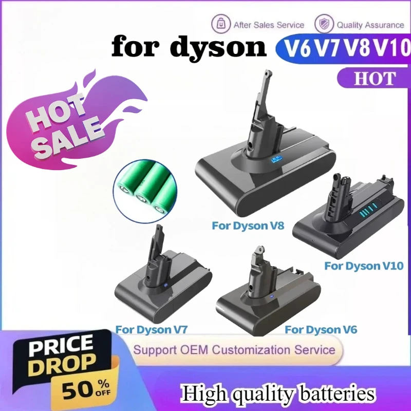 

Replacement‌ for Dyson V6/V7/V8/V10 SV07 SV09 SV12 Absolute/Fluffy/Animal Pro Cordless Vacuum Cleaner High Capacity Battery