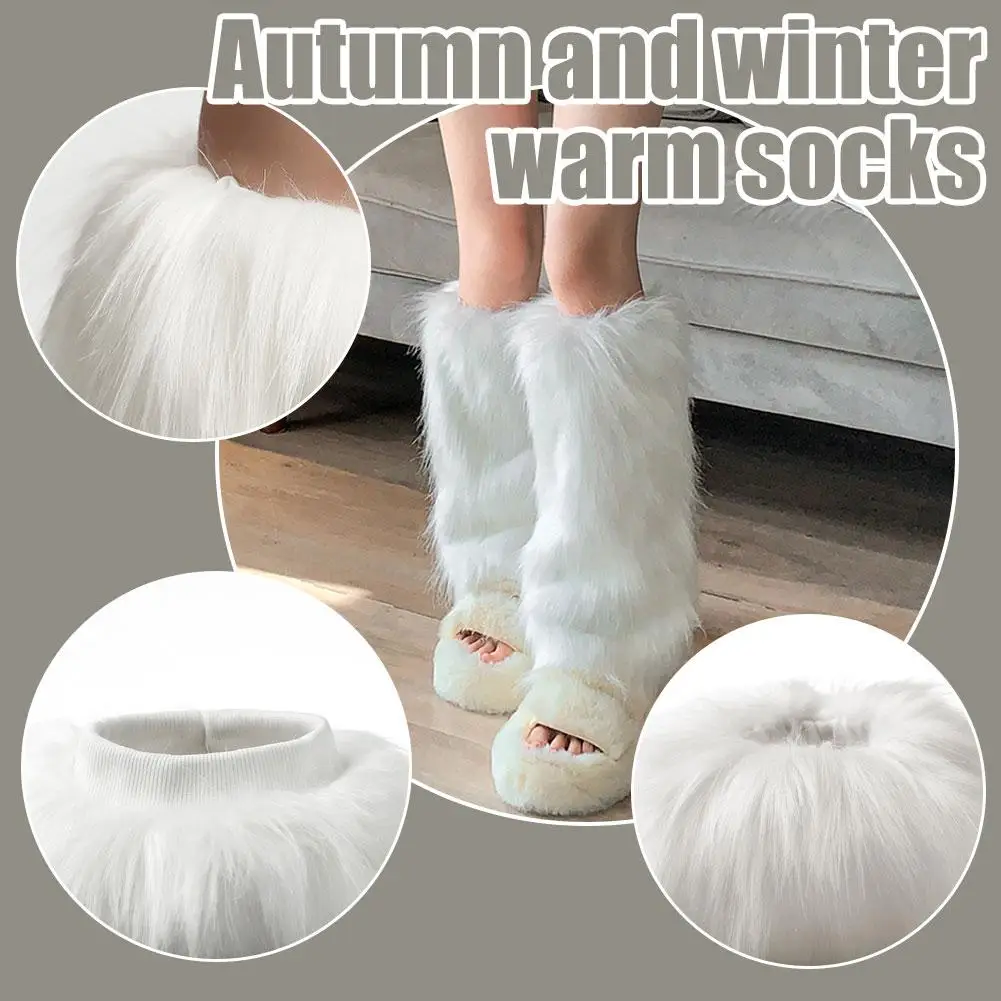 Осенние и зимние теплые носки, гетры из искусственного меха, бахилы для женщин и девочек, модные термоноски, аксессуары для холодной погоды