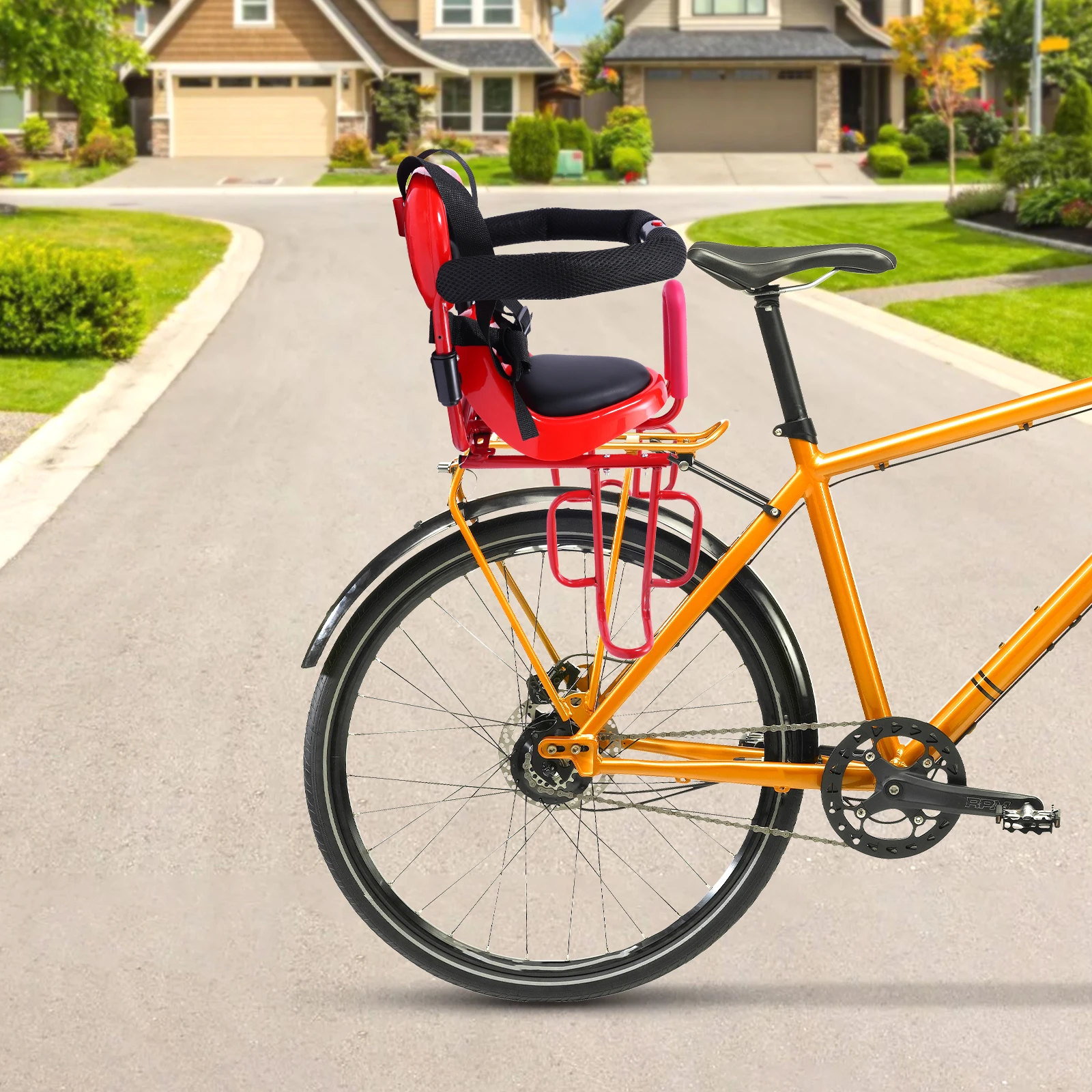 مرفق مقعد دراجة الطفل الخلفي مع وسادة مقعد مقعد دراجة خلفي للأطفال مناسب للأطفال من عمر 6 أشهر إلى 6 سنوات