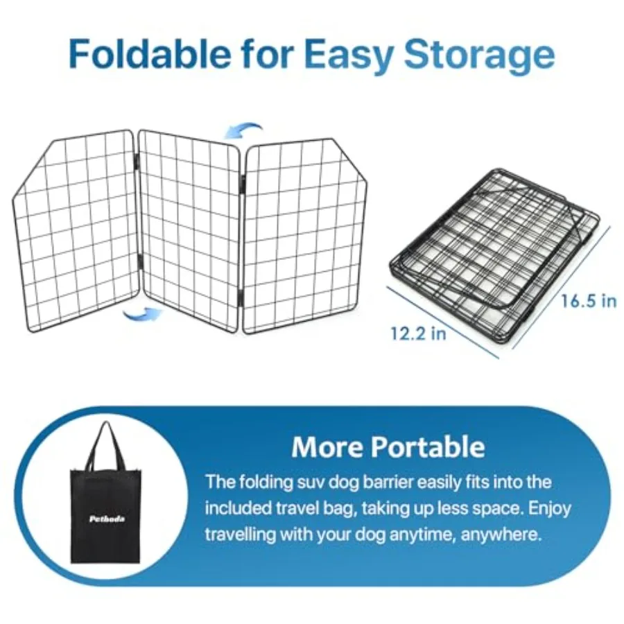 Foldable and Adjustable Car Barrier for SUV Trunk Cargo Area: Secure and Versatile Dog Gate Solution for Vehicle Interior Safet