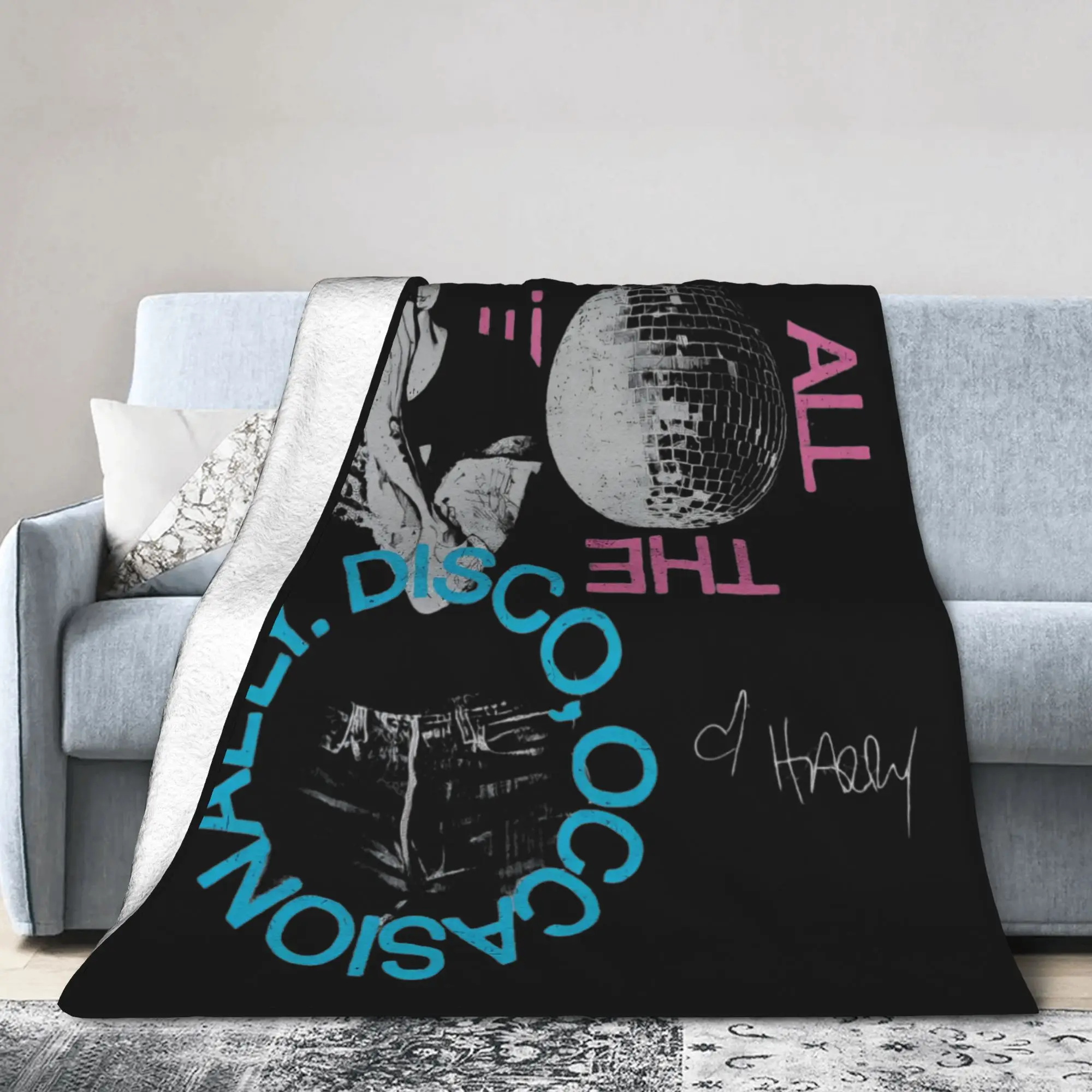 Kiss All The Time Disco Blanket Cover Harrys Singer Styles Flannel Throw Blankets Summer Air Conditioning Soft Warm Bedspread
