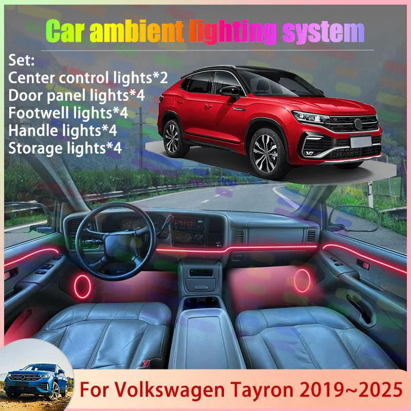 

For Volkswagen Tayron MK1 5N 2019~2025 2020 2021 2/18 in 1 Car Atmosphere Light Lamp RGB Shade Ensemble Streamer Atmosphere Set