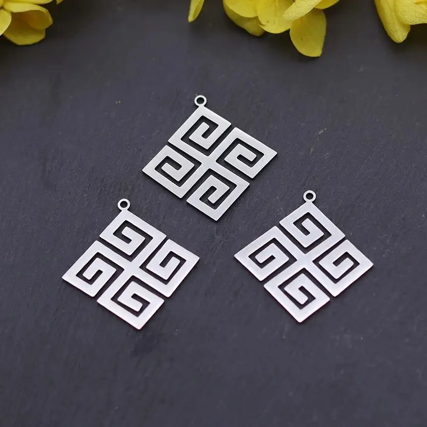 3pcs Classic Sanskrit Rune Charms Rotating Font Pendant for Jewelry Making Stainless Steel Fit DIY Bracelets Amulets Handmade
