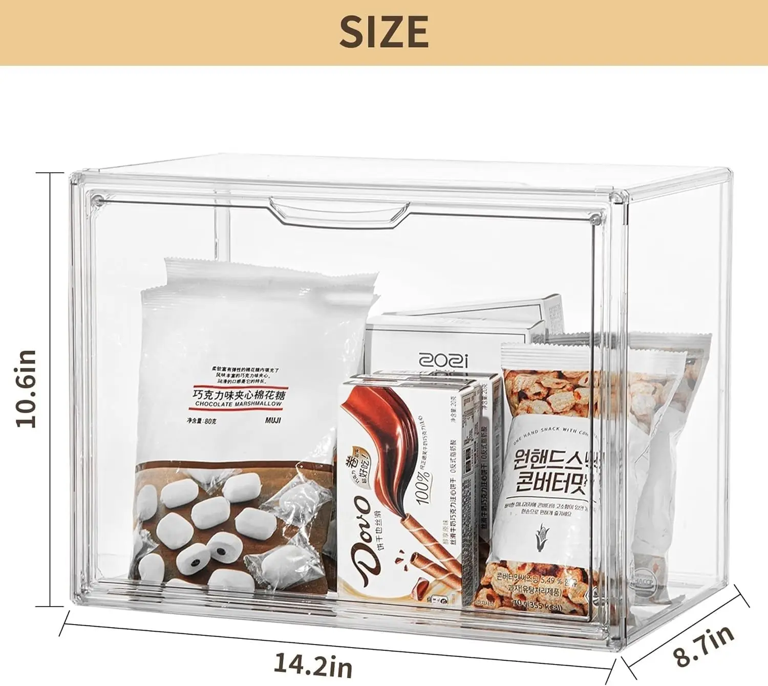 Acrylic Display Case Large Clear Boxes 3 Pack Stackable Storage Bins